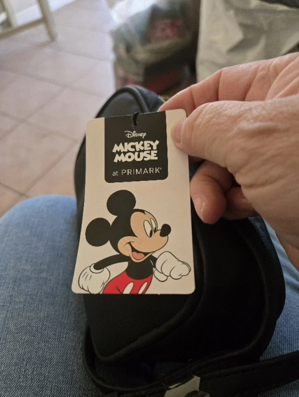 Mickey Mouse Black Crossbody Bag with Red & Yellow Accents
